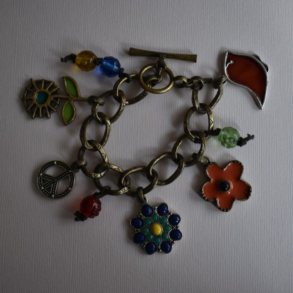 Vintage Lucky Brand Flower Charm Bracelet